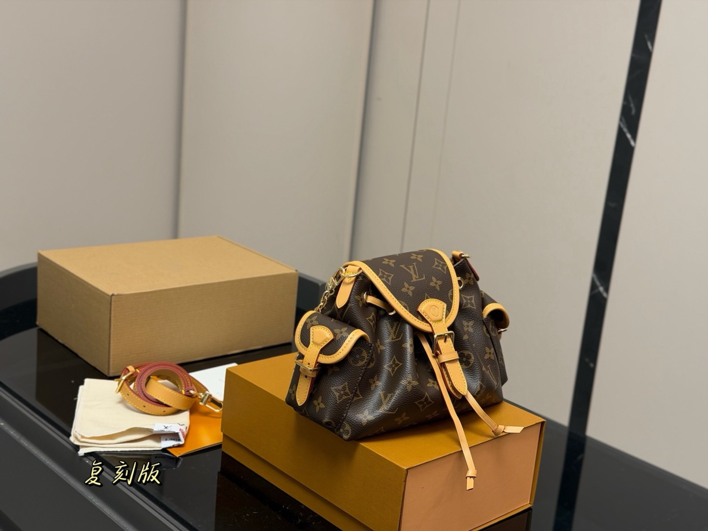 LV Denim Blue Rivet Backpack Crossbody